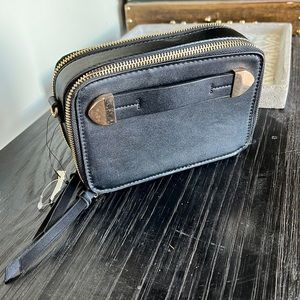 New Melie Bianco 100% vegan company black and gold clutch bag purse